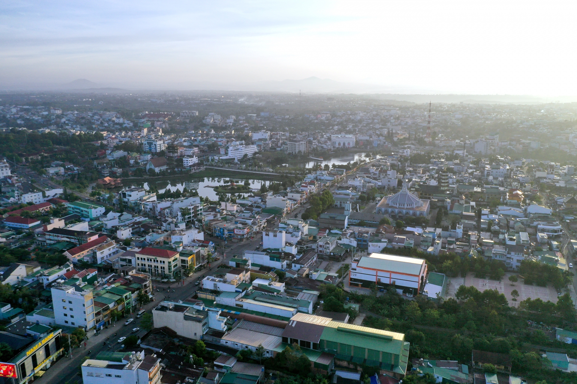 Một góc thành phố Bảo Lộc nhìn từ trên cao.