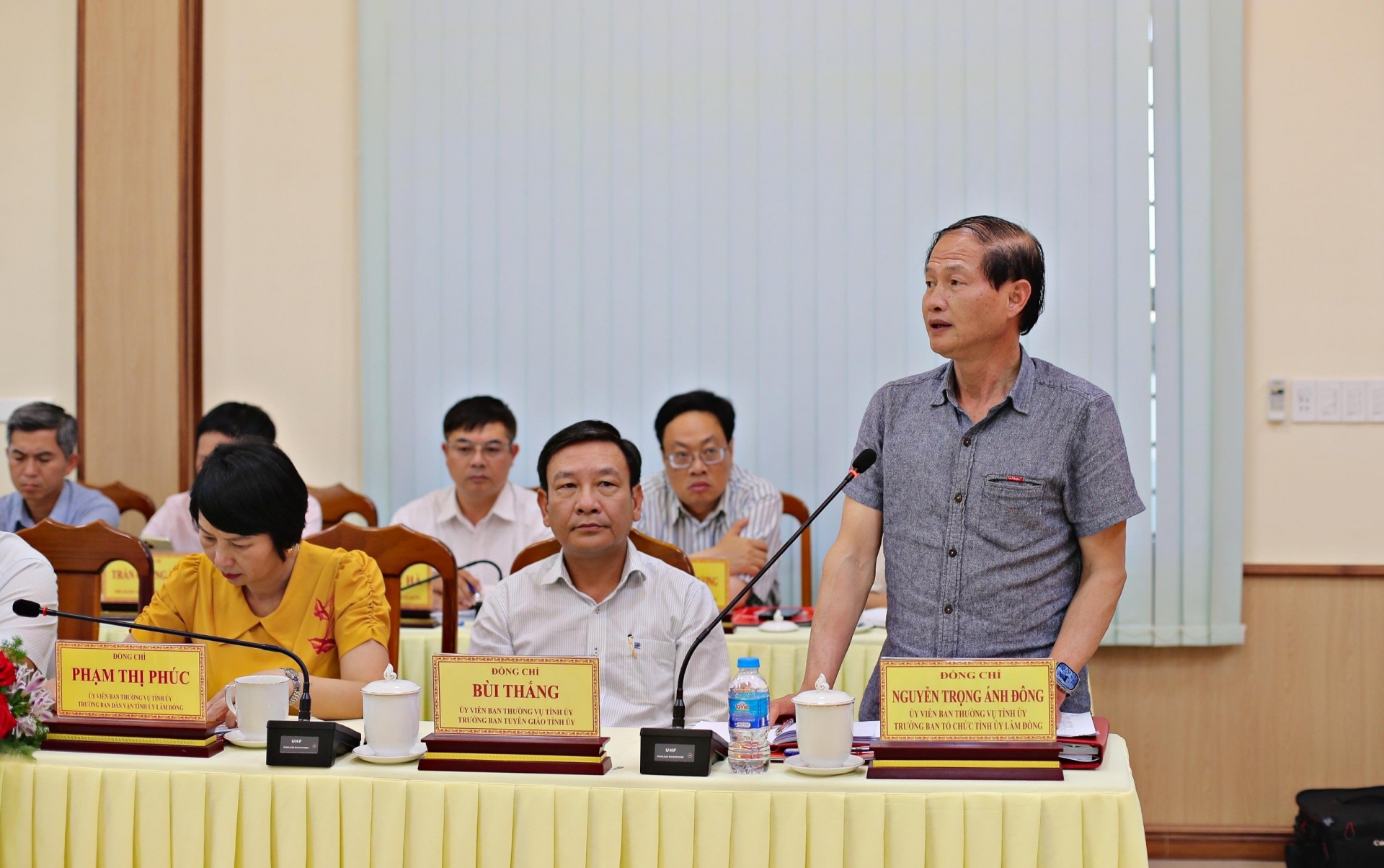 Đồng chí Nguyễn Trọng Ánh Đông phát biểu tại buổi làm việc. 