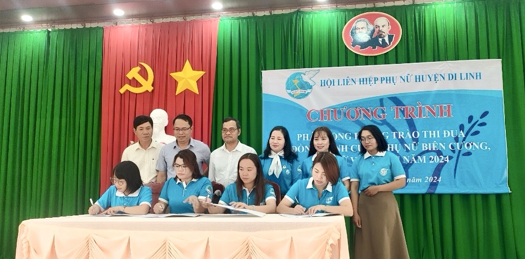 các cụm thi đua thuộc Hội LHPN huyện Di Linh ký kết thực hiện các nội dung thi đua năm 2024
