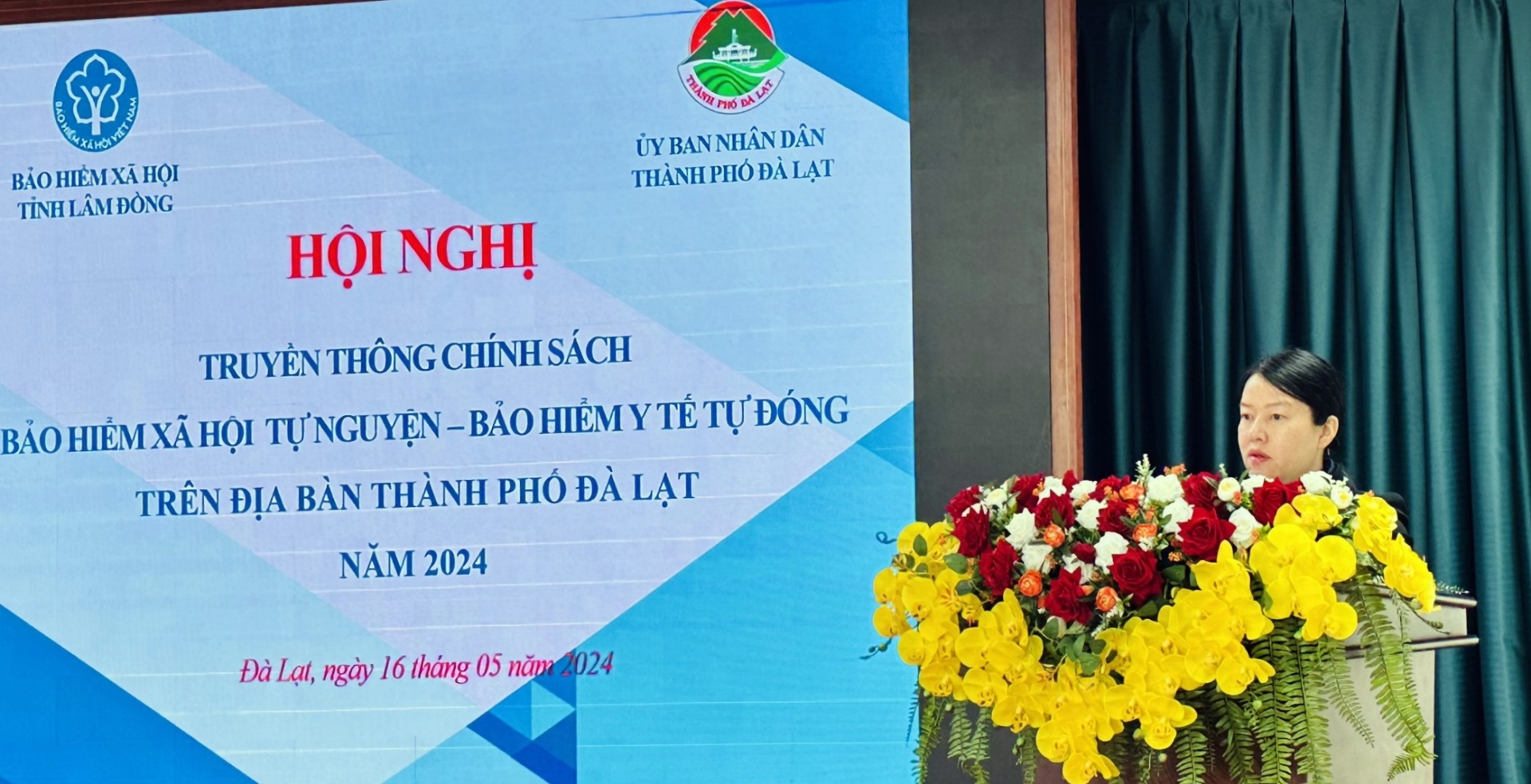 Bà Trần Thị Vũ Loan –Phó Chủ tịch UBND Thành phố Đà Lạt phát biểu tại hội nghị