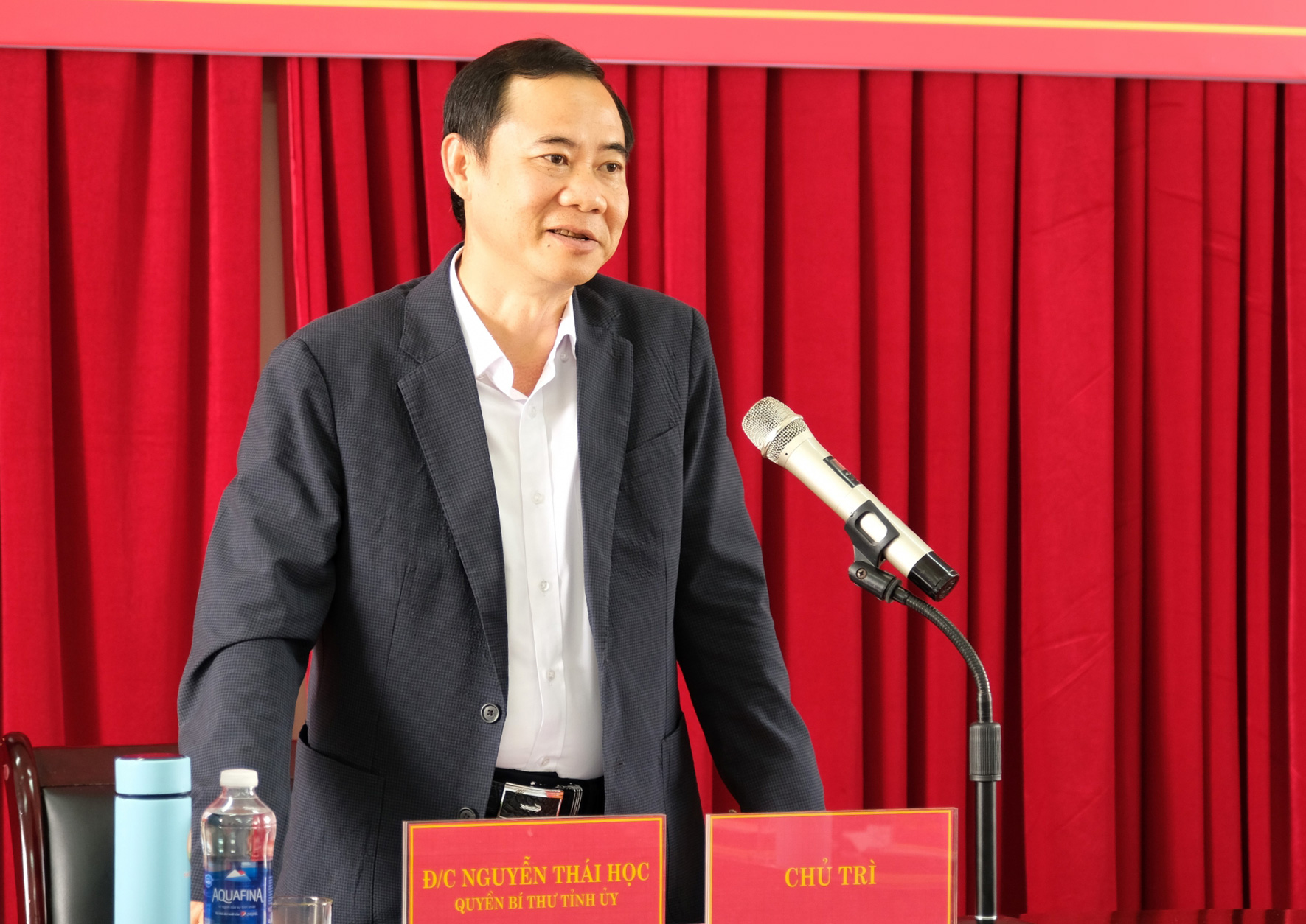 Đồng chí Nguyễn Thái Học - Quyền Bí thư Tỉnh ủy phát biểu chỉ đạo tại buổi làm