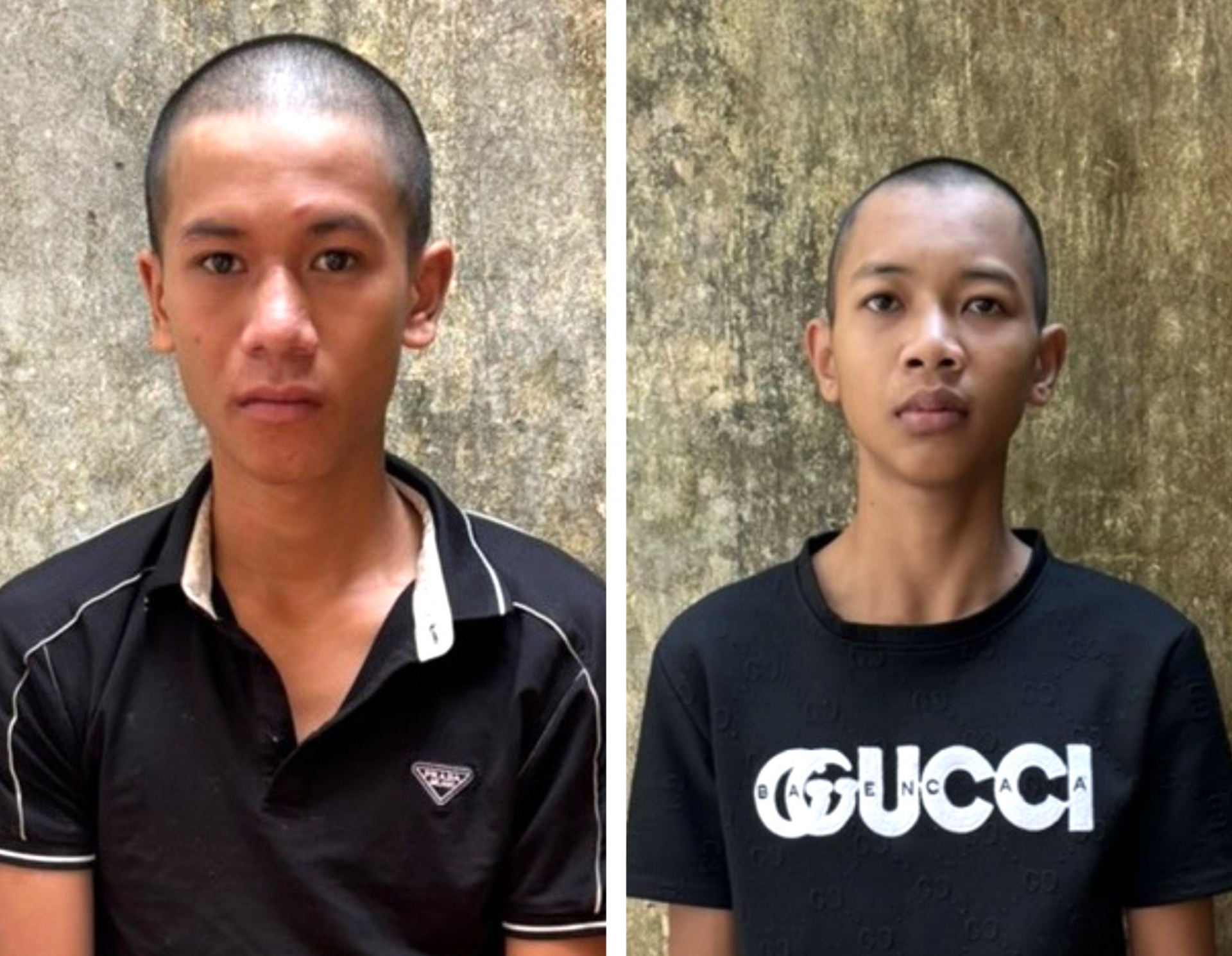 Từ trái qua, K Chính và Jơr Lơng K Việt bị cơ quan công an khởi tố bắt tạm giam