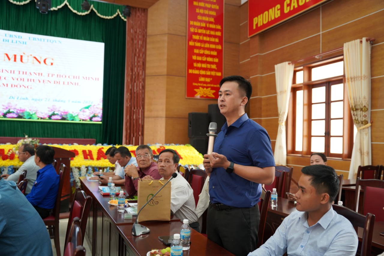 Đại diện Hội Doanh nghiệp thị trấn Di Linh chia sẻ ý kiến tại buổi làm việc