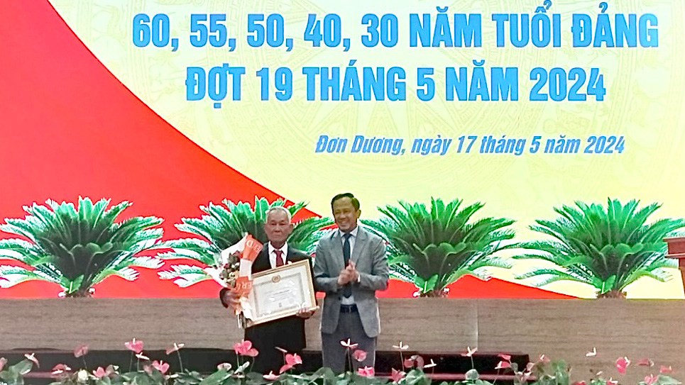 Đơn Dương: Trao tặng Huy hiệu Đảng đợt 19/5 