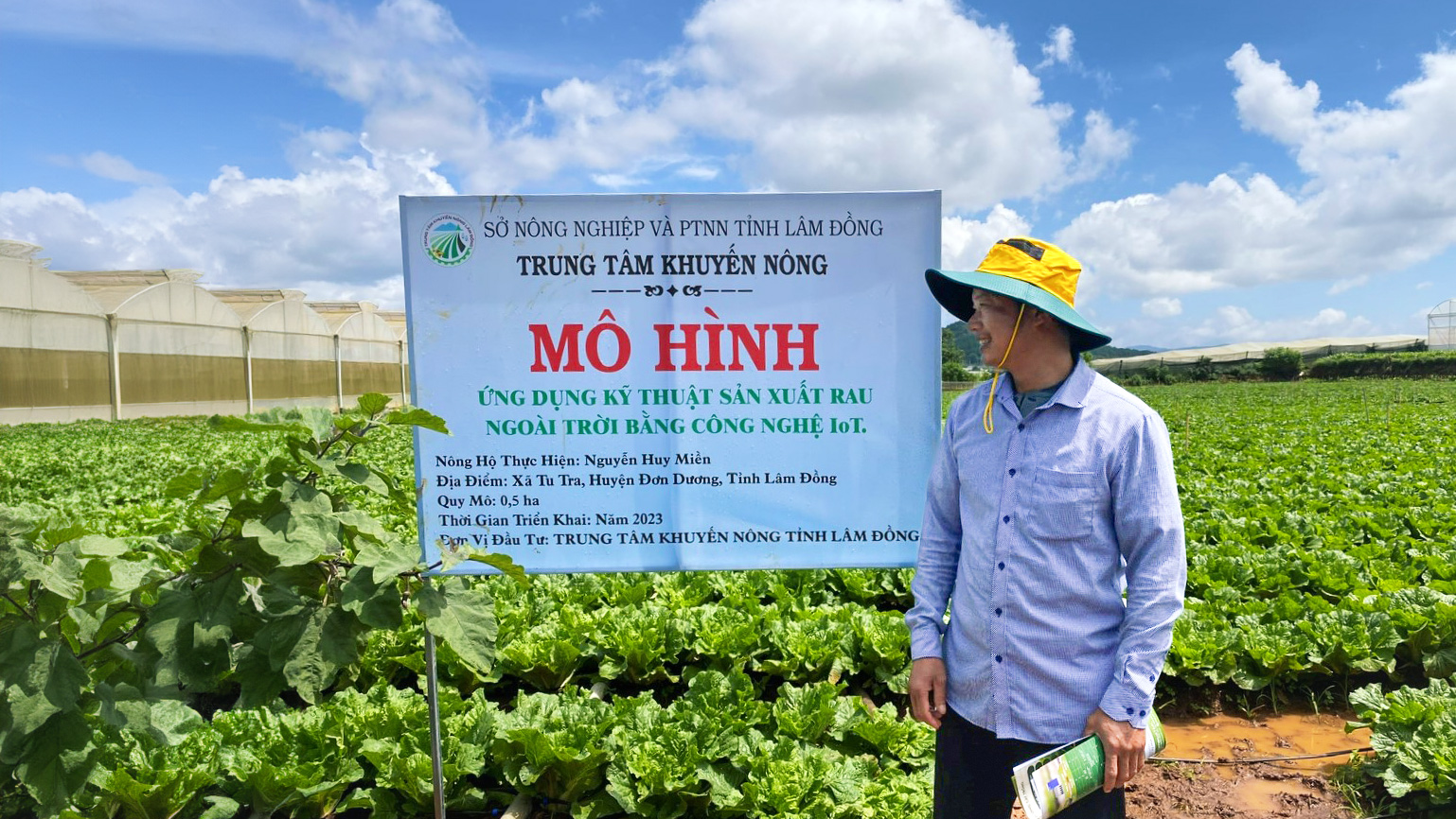 Mô hình ứng dụng kỹ thuật sản xuất rau ngoài trời bằng công nghệ IoT tại xã Tu Tra, huyện Đơn Dương, hiệu quả kinh tế tăng 5% so với ngoài mô hình