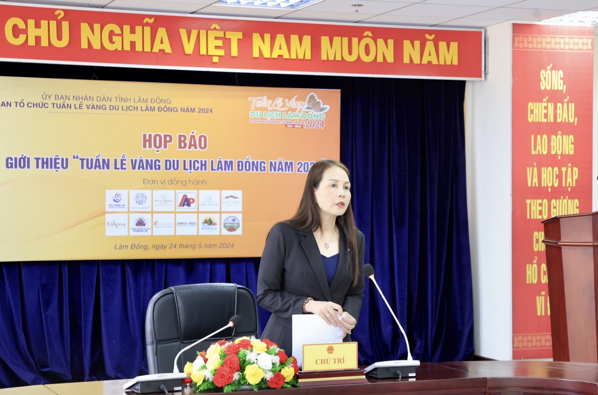 Bà Nguyễn Thị Bích Ngọc mong muốn sự đồng hành của các cơ quan báo chí truyền thông sẽ góp phần lan toả những ấn tượng tốt đẹp về Tuần lễ vàng Du lịch Lâm Đồng