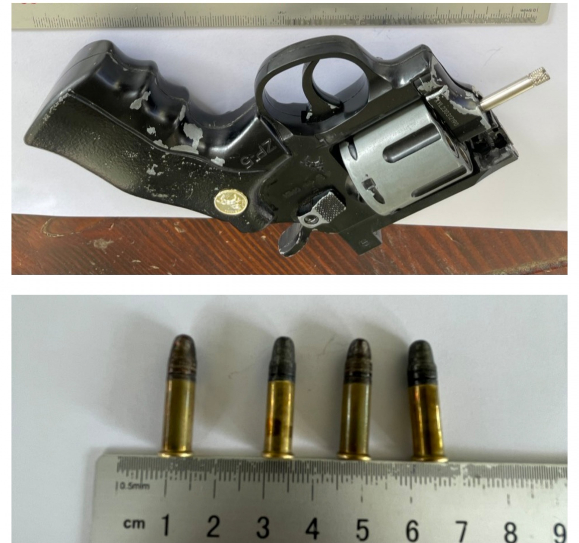 Ngoài ma túy, trong xe máy của Nhật còn có các vật giống súng, đạn được công an phát hiện thu giữ