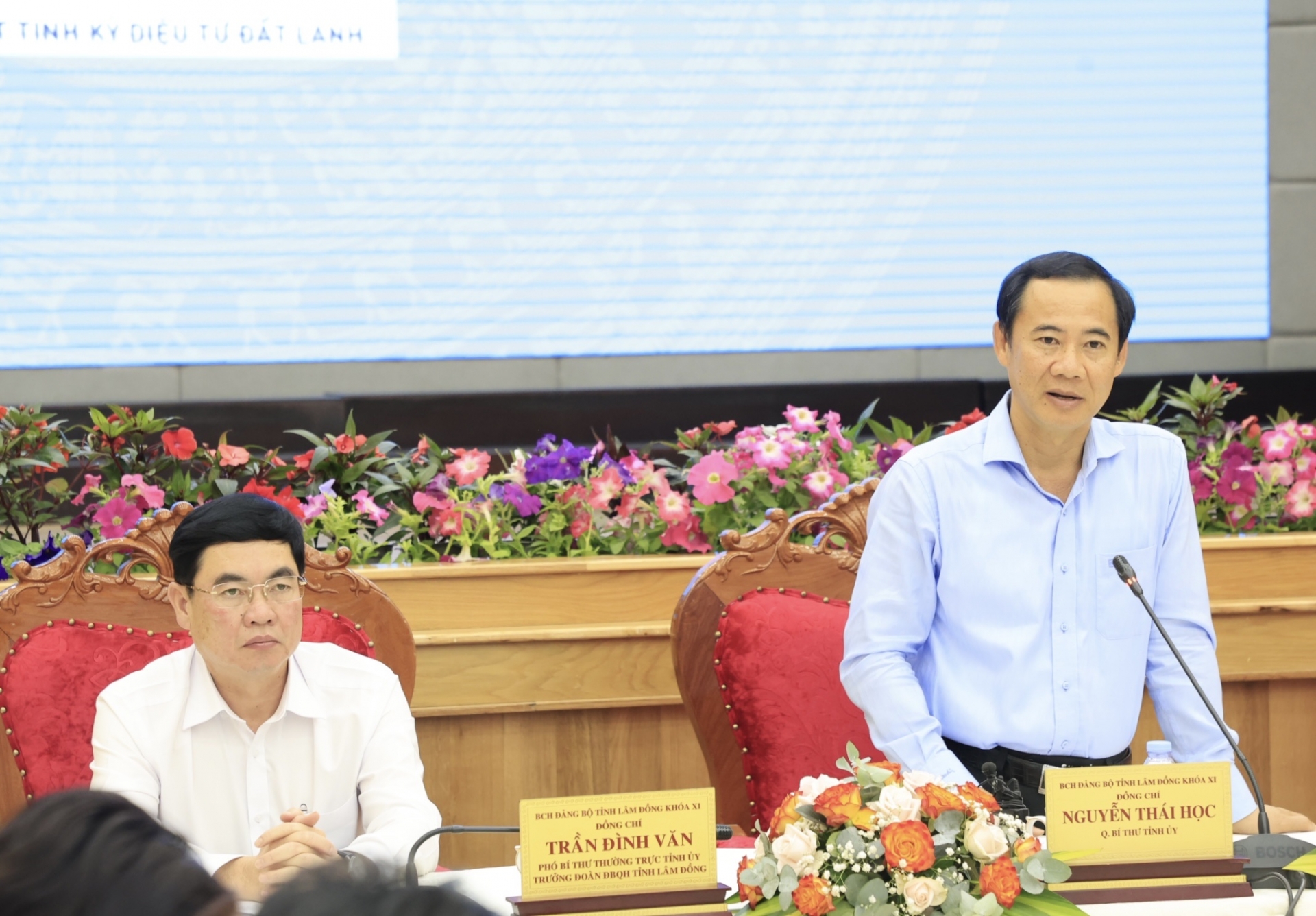 Quyền Bí thư Tỉnh uỷ Lâm Đồng Nguyễn Thái Học phát biểu khai mạc và chỉ đạo tại Hội nghị