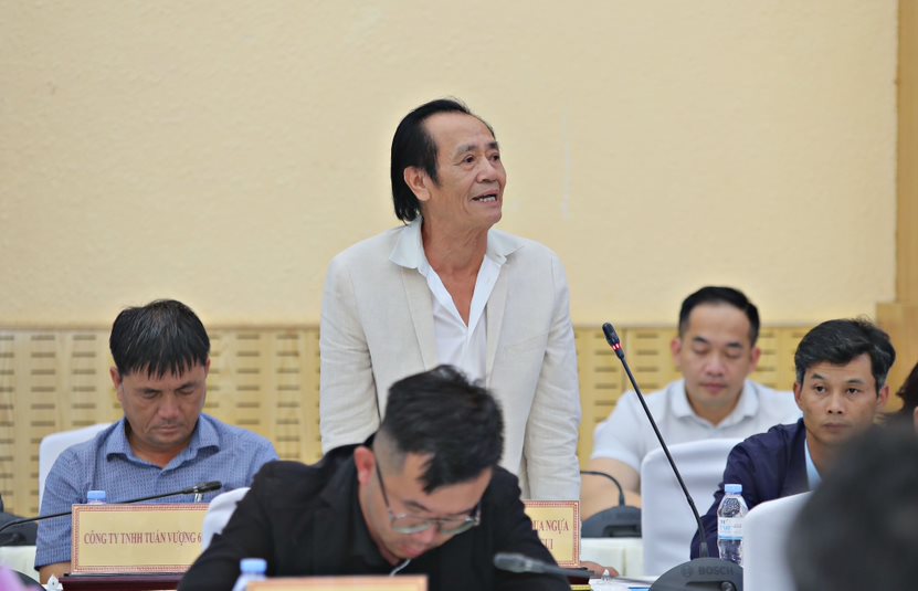 Ông Nguyễn Ngọc Mỹ - Chủ tịch HĐQT Công ty Cổ phần Đua ngựa Thiên Mã – Mađagui phát biểu trình bày khó khăn khi thực hiện dự án tại Hội nghị đối thoại doanh nghiệp lần thứ I năm 2024.