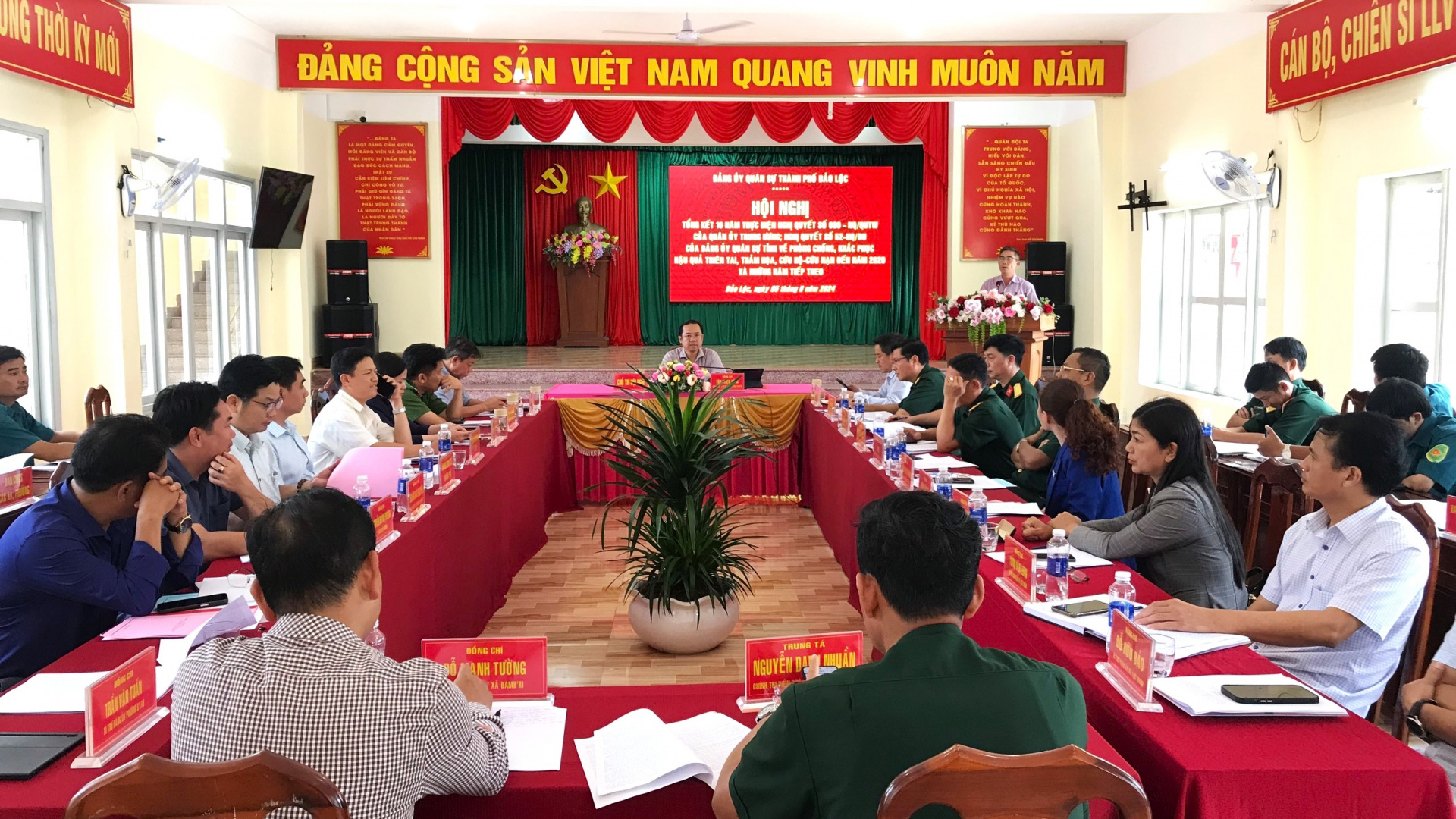 Quang cảnh hội nghị tổng kết 10 năm thực hiện công tác phòng chống thiên tai, cứu hộ cứu nạn tại TP Bảo Lộc