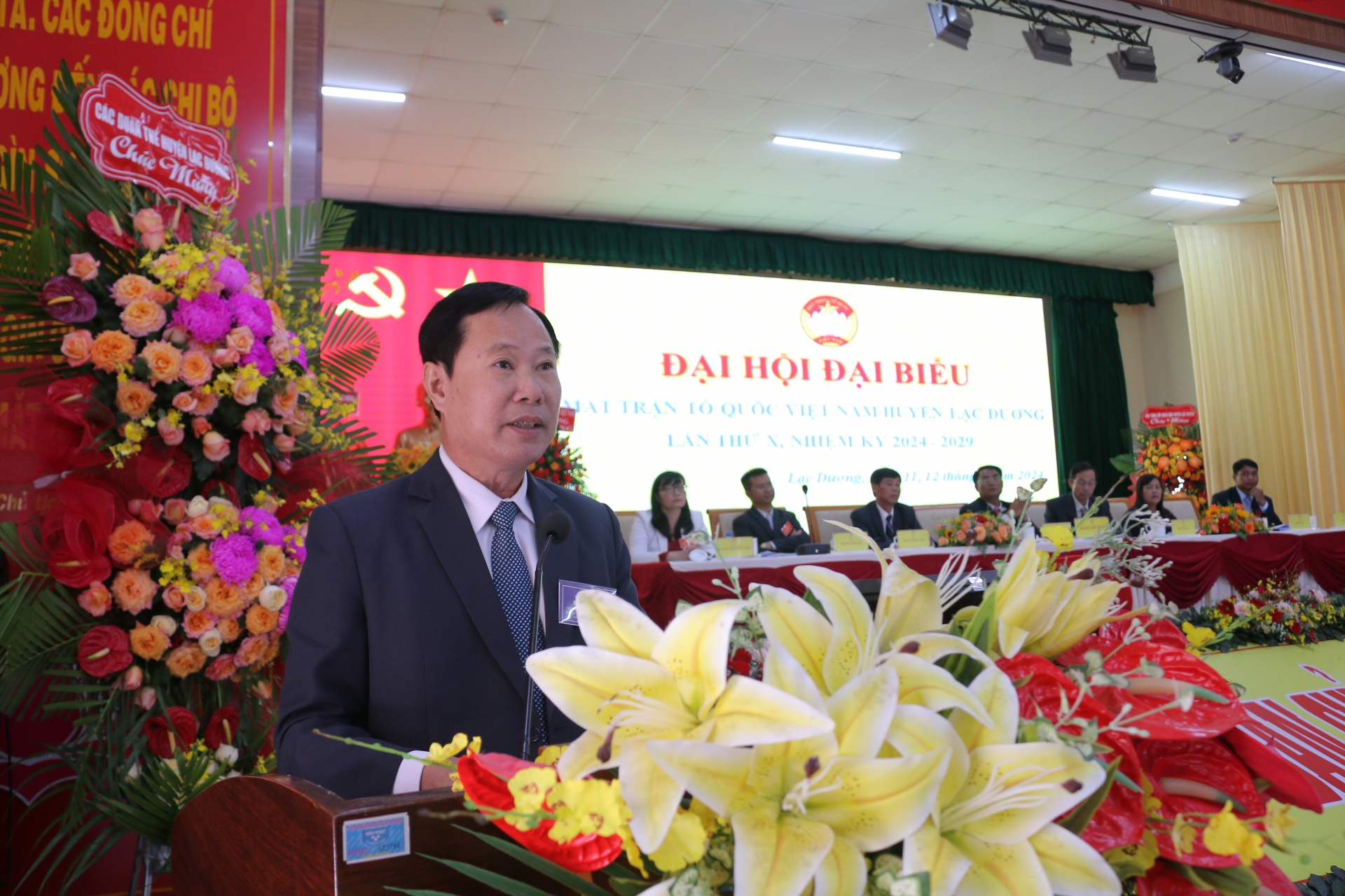 Đồng chí Phạm Triều – Chủ tịch Ủy ban MTTQ Việt Nam tỉnh Lâm Đồng phát biểu chỉ đạo tại Đại hội