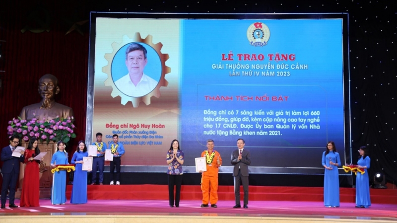 Lao động tiêu biểu của EVNGENCO1 được trao Giải thưởng Nguyễn Đức Cảnh năm 2023