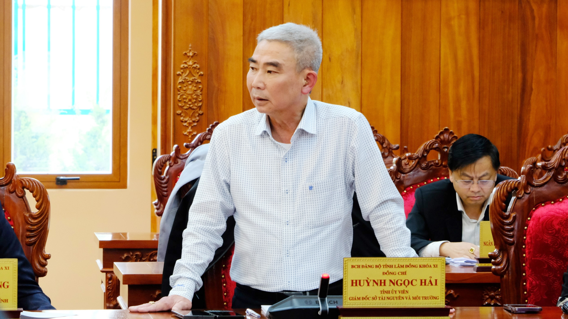 Giám đốc Sở Tài nguyên và Môi trường Huỳnh Ngọc Hải phát biểu tại Hội nghị