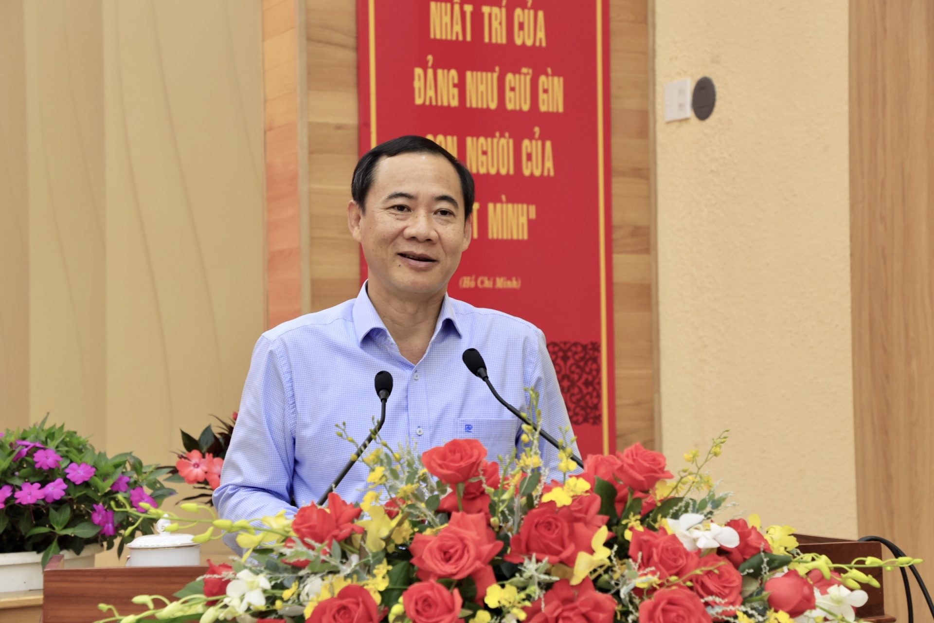 Đồng chí Nguyễn Thái Học - Quyền Bí thư Tỉnh uỷ Lâm Đồng, phát biểu bế mạc Hội nghị