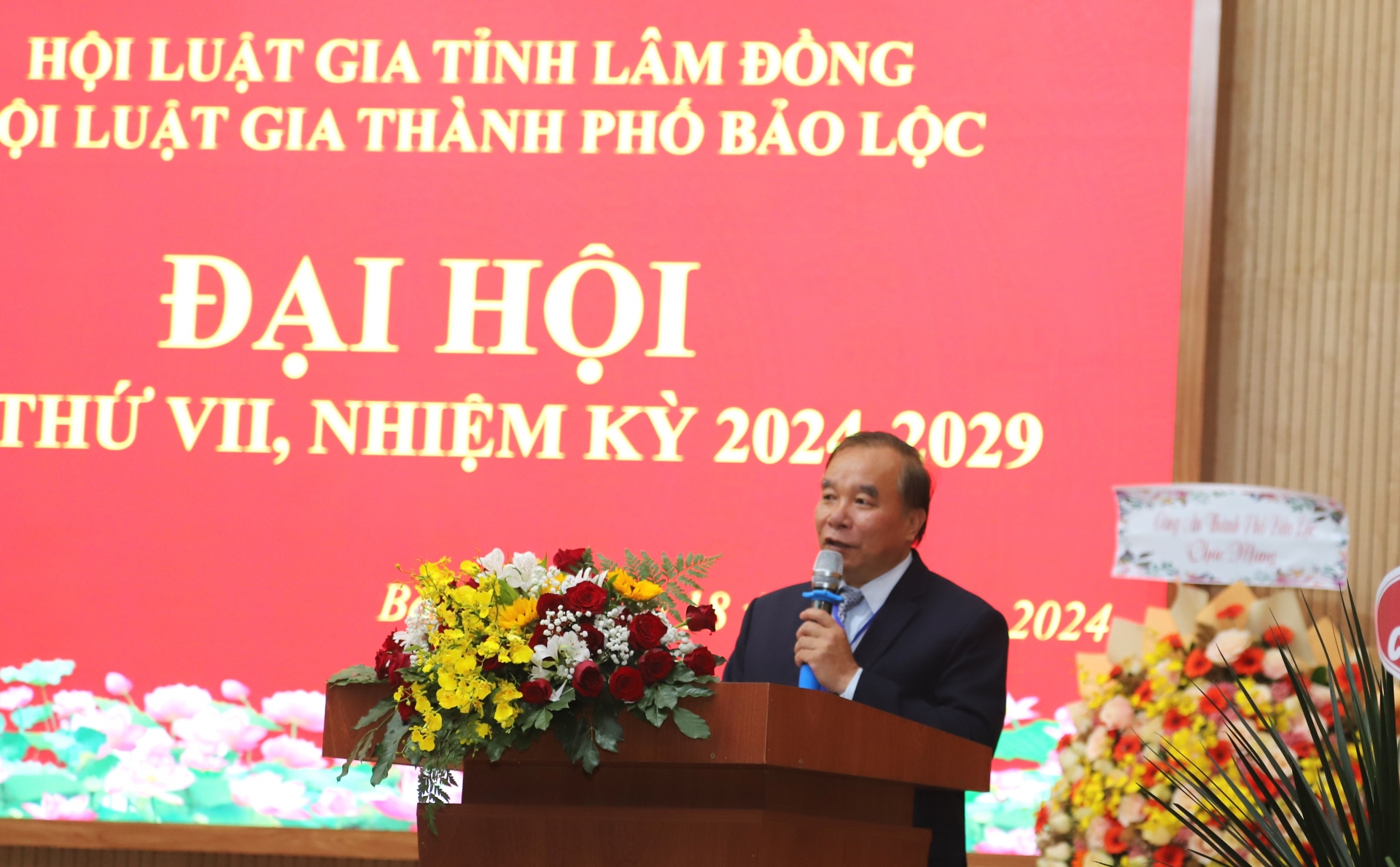 Chủ tịch Ủy ban MTTQ Việt Nam TP Bảo Lộc Huỳnh Minh Chánh phát biểu chúc mừng tại Đại hội