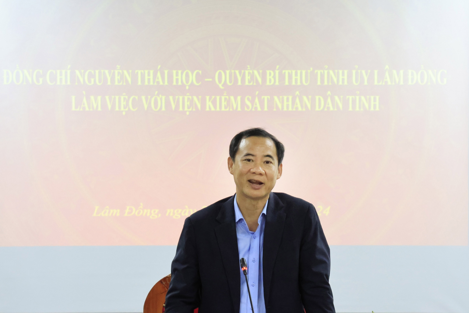 Đồng chí Nguyễn Thái Học - quyền Bí thư Tỉnh ủy phát biểu chỉ đạo tại buổi làm việc