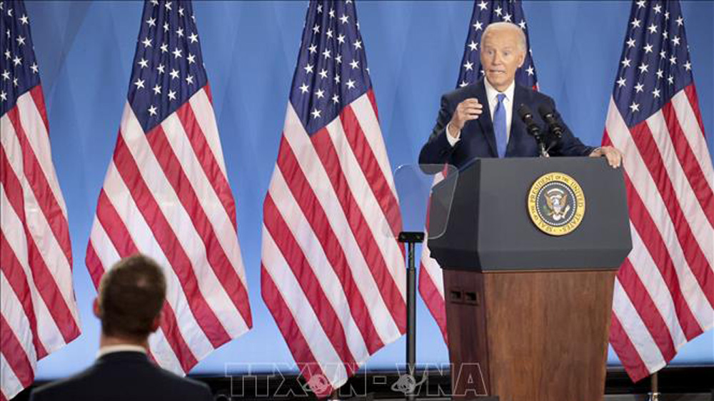 Tổng thống Mỹ Joe Biden phát biểu tại cuộc họp báo ở Washington, DC ngày 11/7/2024