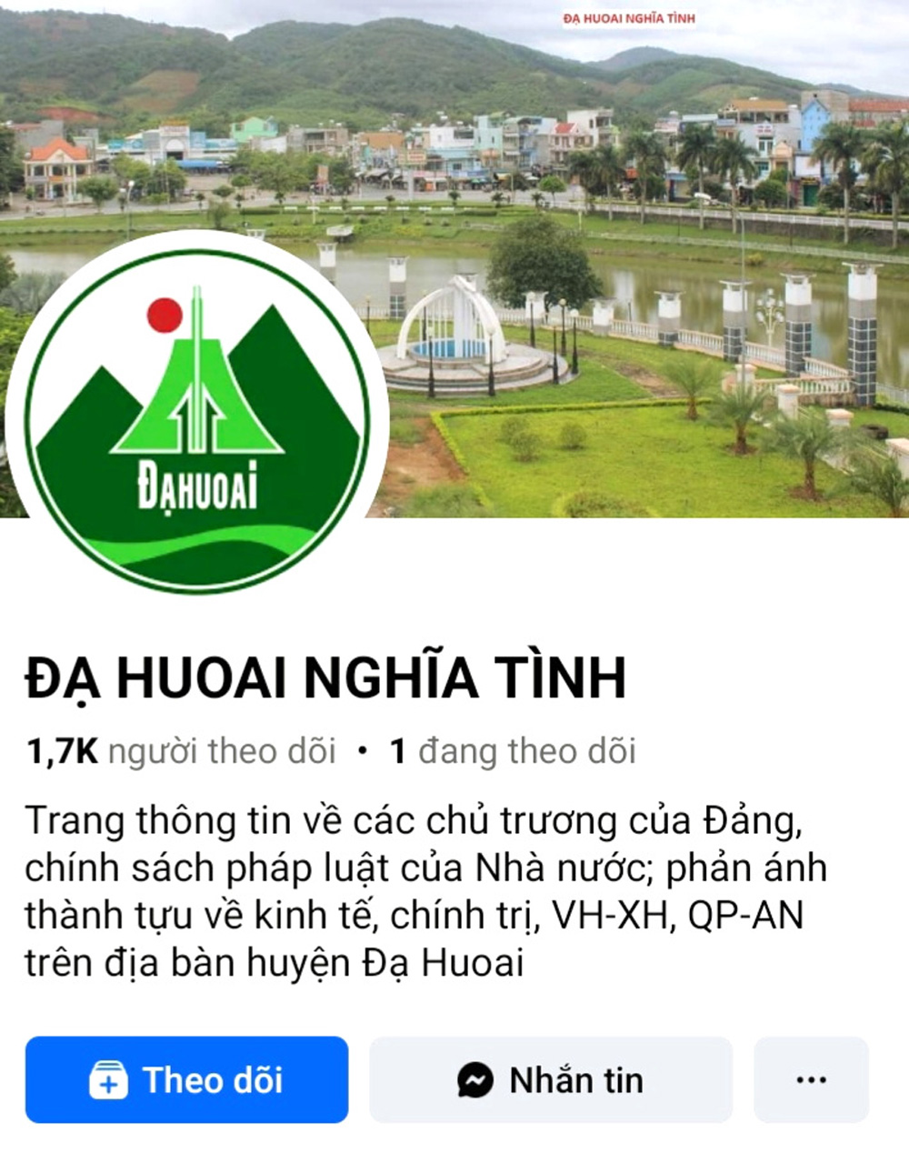 Trang facebook Đạ Huoai nghĩa tình thường xuyên đăng tải thông tin tuyên truyền về chủ trương, 
đường lối của Đảng; chính sách, pháp luật của Nhà nước