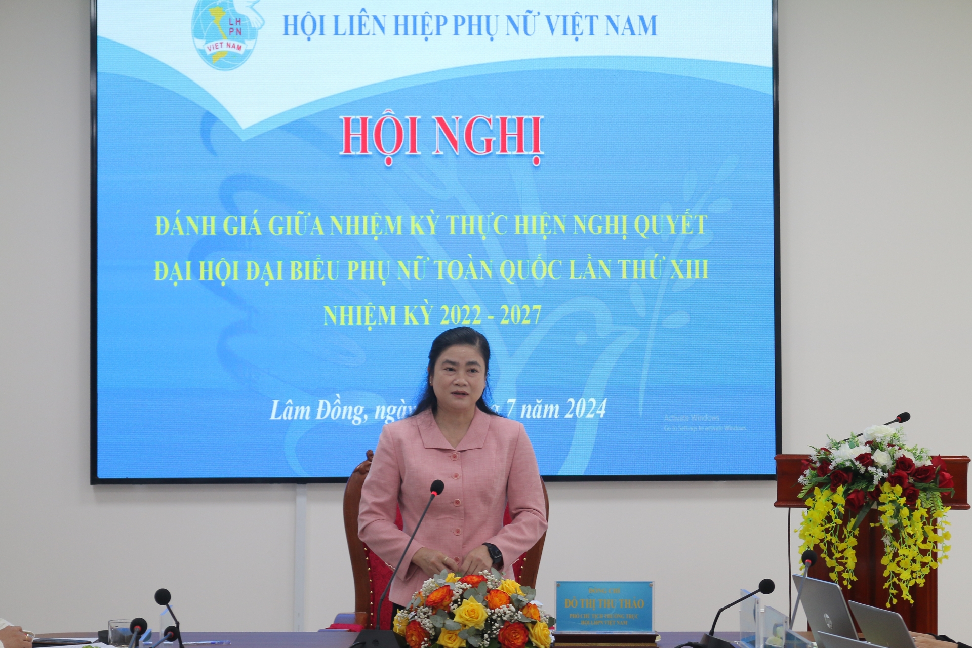 do bà Đỗ Thị Thu Thảo -  Phó Chủ tịch Thường trực Hội LHPN Việt Nam phát biểu kết luận hội nghị