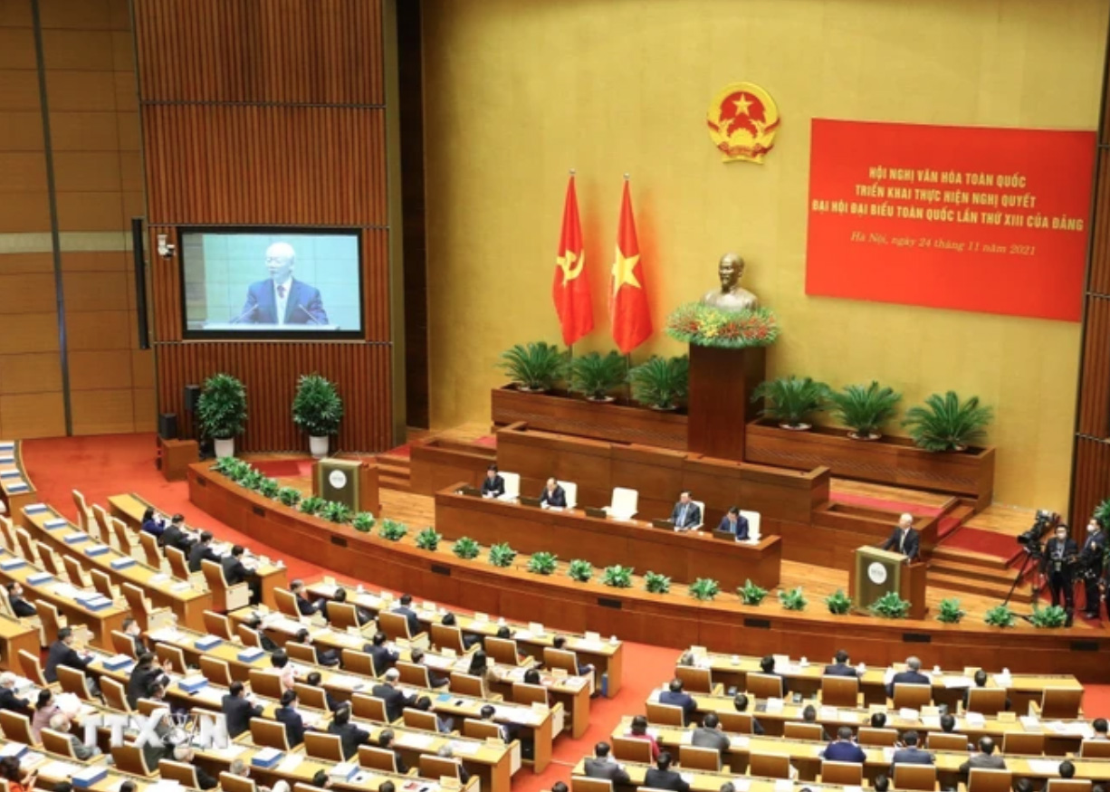 Tổng Bí thư Nguyễn Phú Trọng phát biểu tại Hội nghị Văn hóa Toàn quốc triển khai thực hiện Nghị quyết Đại hội XIII của Đảng (Hà Nội, 24/11/2021)