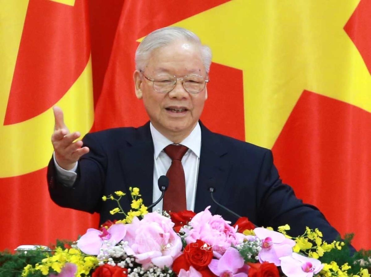 Tổng Bí thư Nguyễn Phú Trọng phát biểu tại buổi gặp gỡ nhân sỹ hữu nghị và thế hệ trẻ Việt Nam - Trung Quốc (12/2023)
