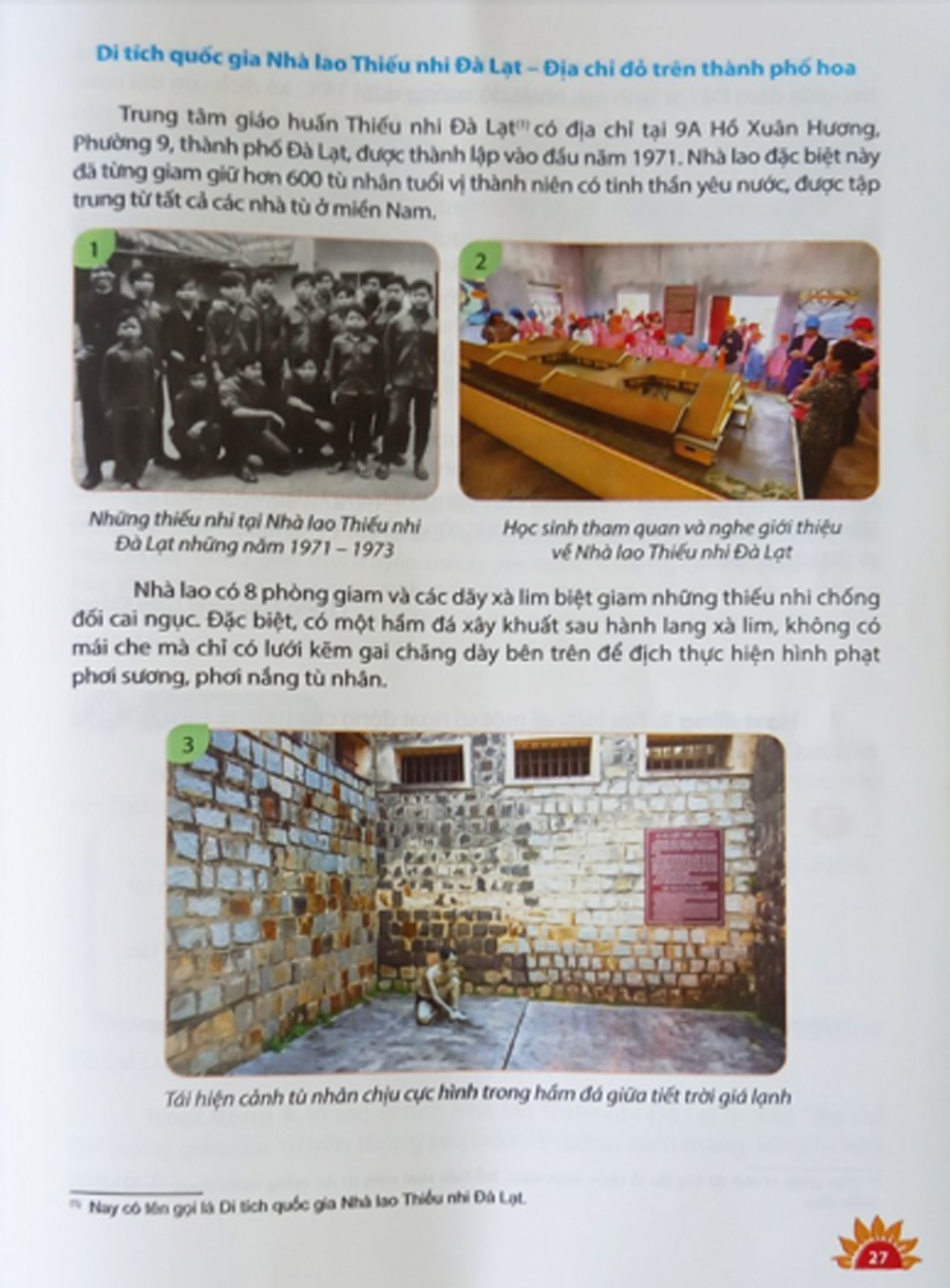 Một trang sách giới thiệu về Di tích quốc gia Nhà lao thiếu nhi Đà Lạt - Địa chỉ đỏ trên thành phố Hoa