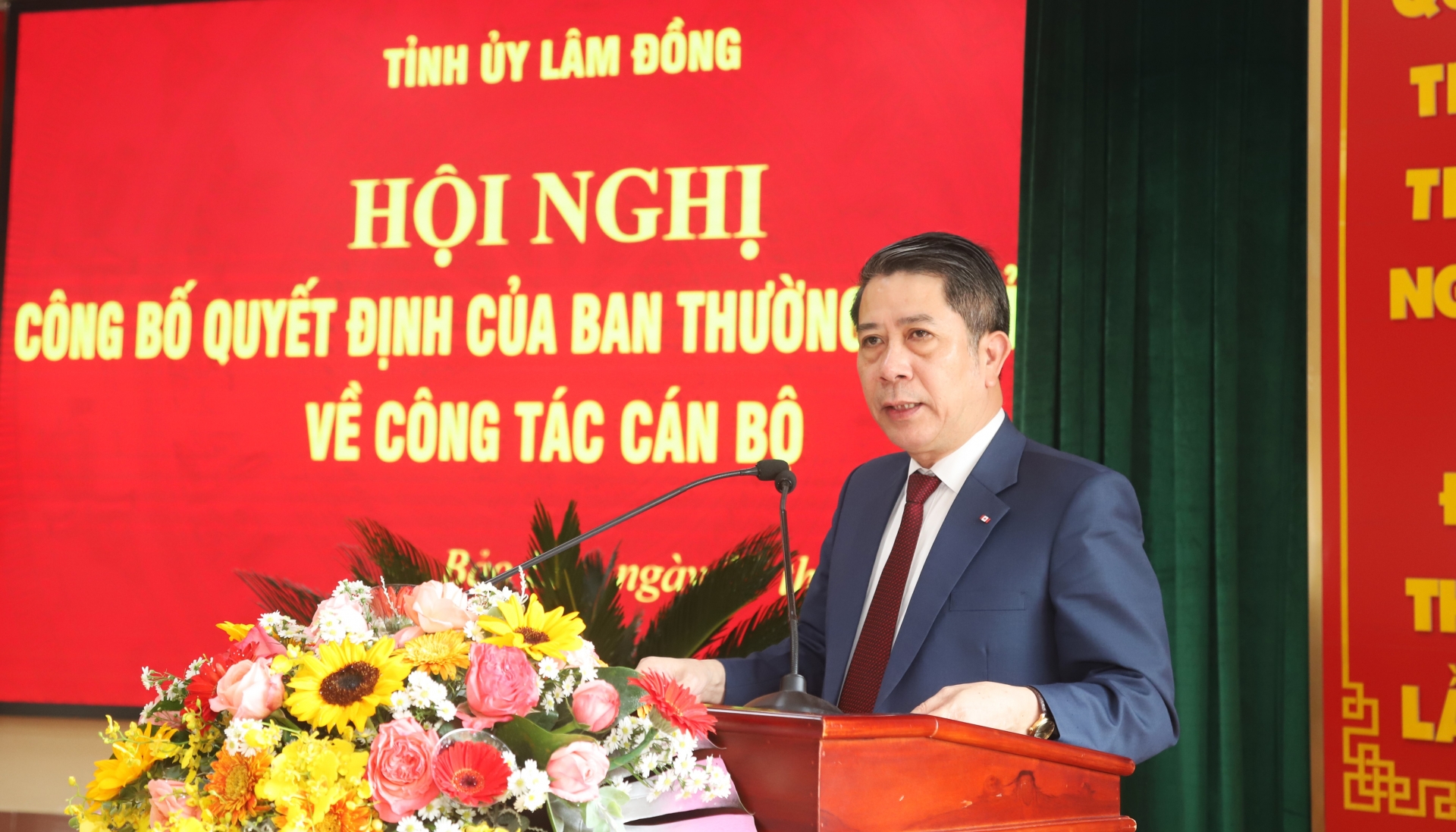 Đồng chí Ngô Văn Ninh - Tân Phó Bí thư Thành ủy Bảo Lộc phát biểu nhận nhiệm vụ