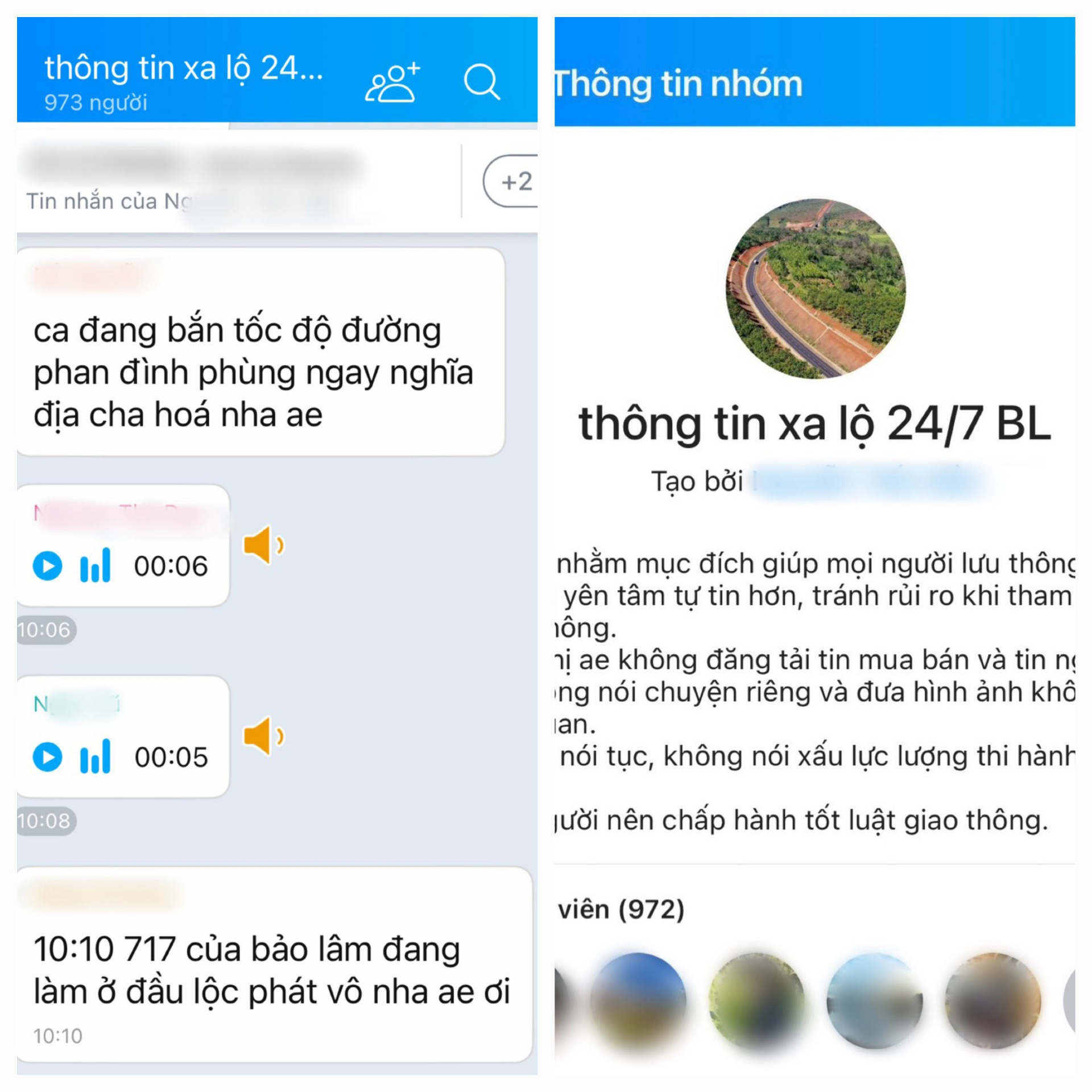 Nhóm zalo do D. tạo lập thu hút hơn 900 thành viên tham gia cùng nhau thông báo để né tránh các chốt CSGT trên Quốc lộ 20