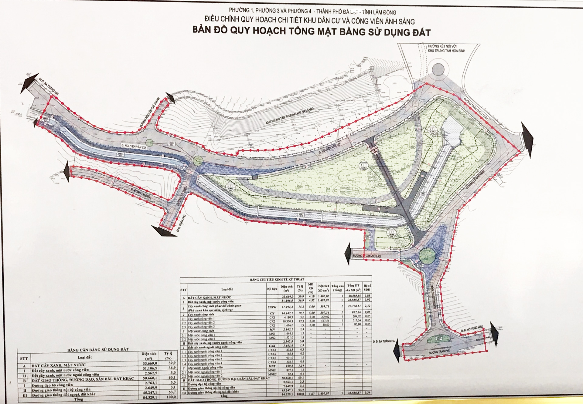 Bản đồ quy hoạch tổng mặt bằng sử dụng đất Khu dân cư và Công viên Ánh Sáng