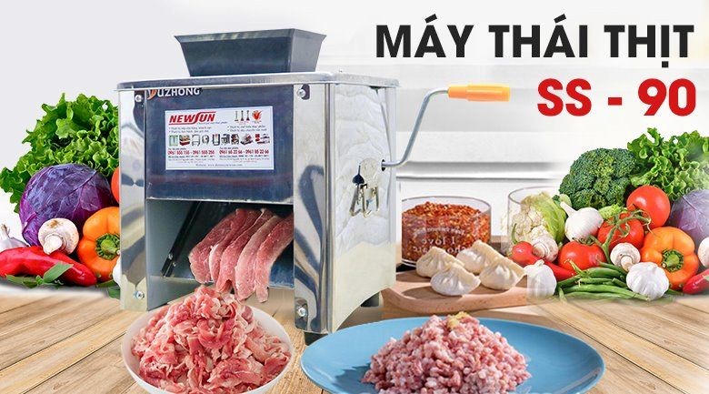 Máy cắt thịt bò tươi sống mini SS-90 phù hợp cho quán phở cho quy mô nhỏ