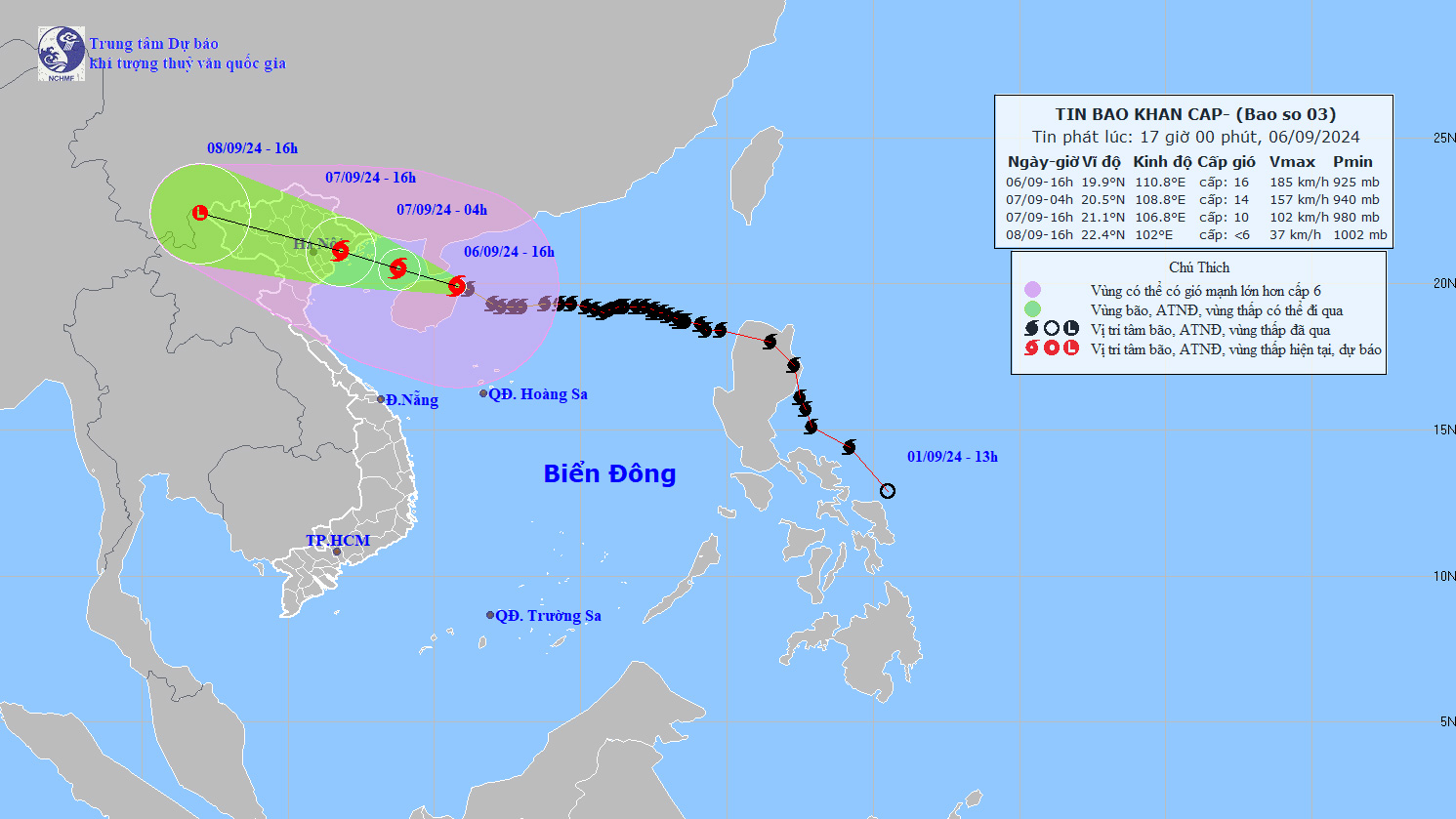 Siêu bão số 3 giật cấp 17, cách Quảng Ninh 420 km