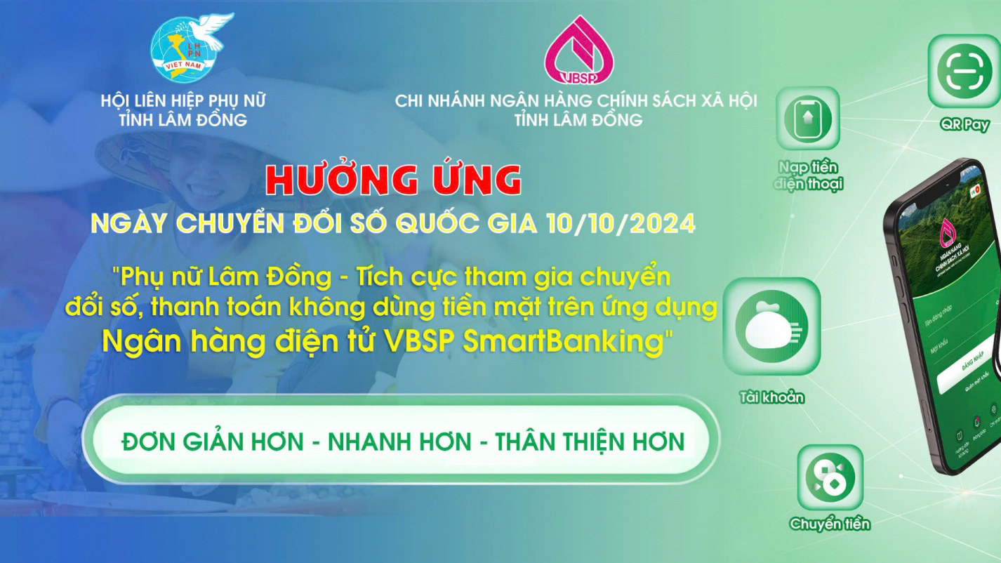 Phụ nữ Lâm Đồng tham gia chuyển đổi số trên ứng dụng VBSP SmartBanking