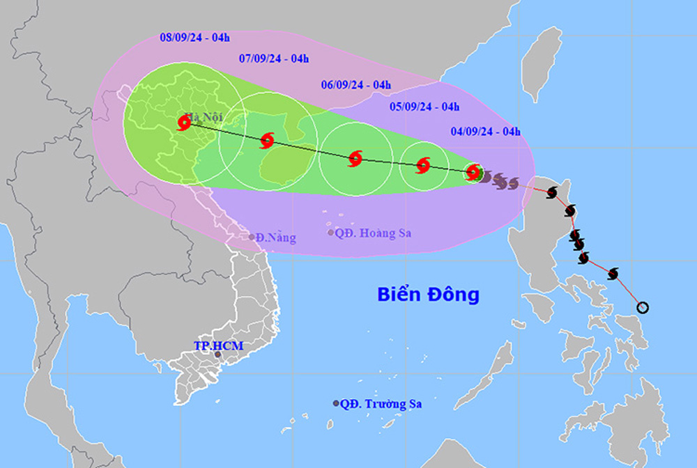 Thời tiết ngày 4/9: Bão số 3 mạnh cấp 11, giật cấp 13 trên khu vực Bắc Biển Đông