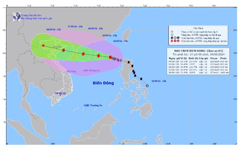 Bão số 3 có thể giật trên cấp 17, Tây Nguyên mưa to đến rất to