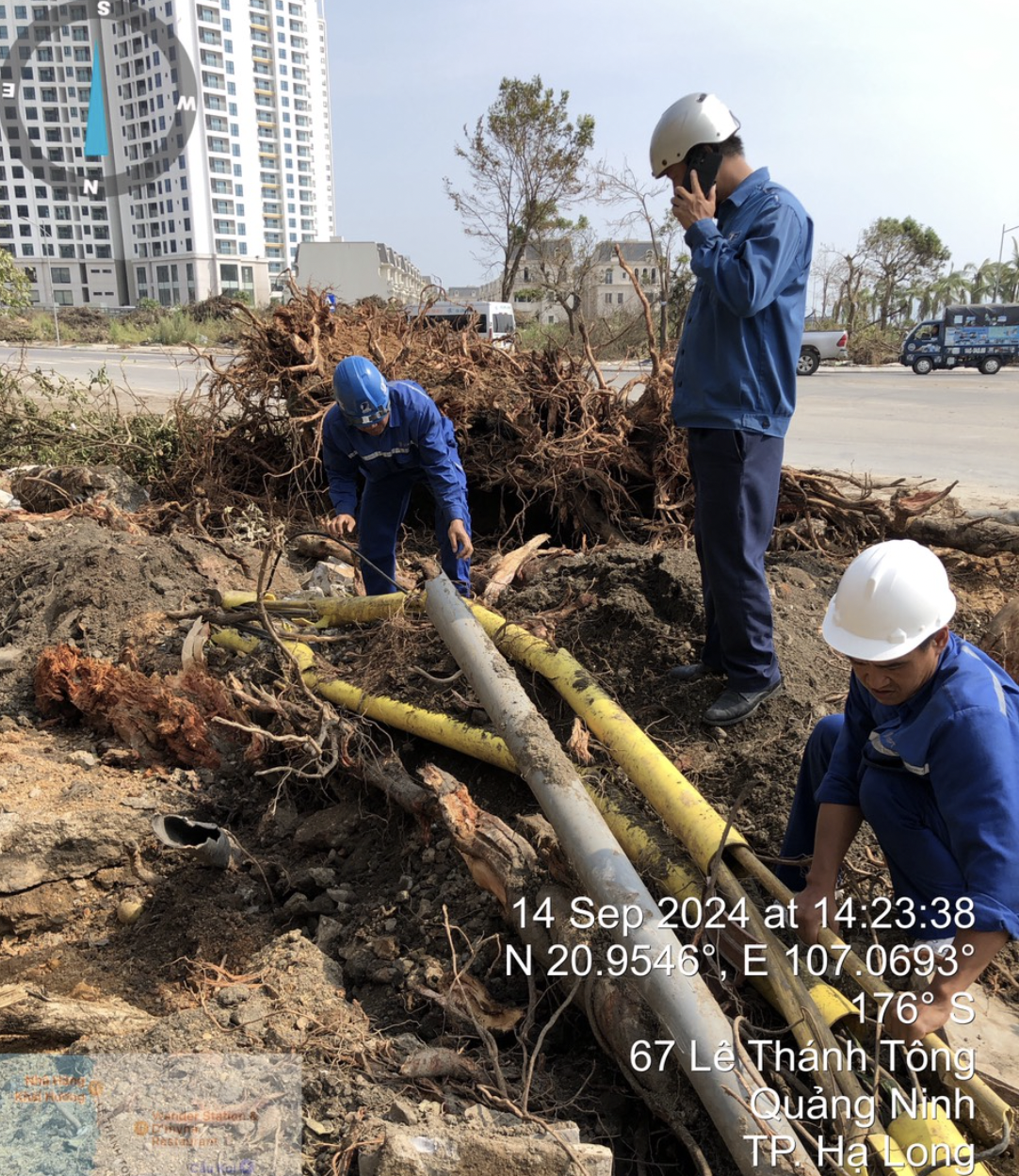 Đoàn công tác số 1 tại Quảng Ninh đang nỗ lực hoàn thành công tác hỗ trợ khắc phục hậu quả bão số 3