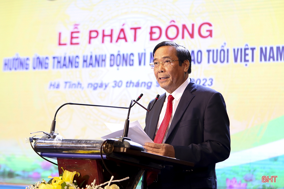 Chủ tịch Trung ương Hội Người cao tuổi Việt Nam Nguyễn Thanh Bình phát biểu khai mạc lễ phát động