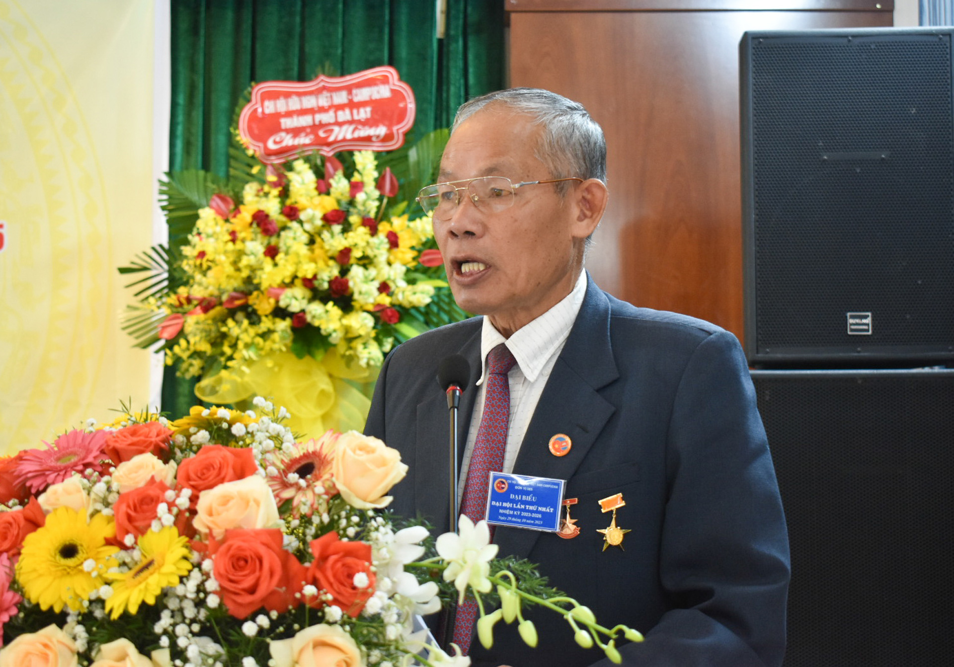 Ông Hà Phước Toản - Chủ tịch Hội Hữu nghị Việt Nam - Campuchia tỉnh Lâm Đồng phát biểu chỉ đạo tại Đại hội