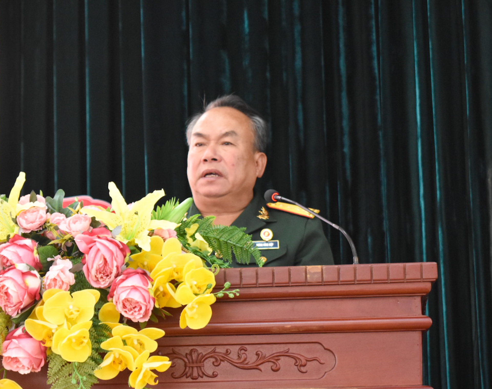 Đồng chí Dương Công Hiệp - Chủ nhiệm CLB Doanh nhân CCB, CCB làm kinh tế tỉnh Lâm Đồng phát biểu tại Đại hội 