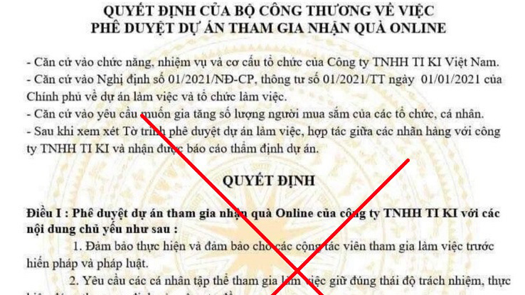 Cảnh báo giả mạo Bộ Công Thương 'phát quà online'