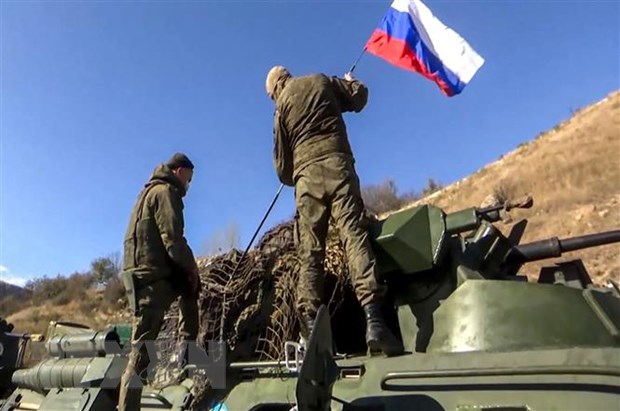 Binh sỹ thuộc lực lượng gìn giữ hòa bình Nga tới Martuni, Armenia, ngày 13/11/2020