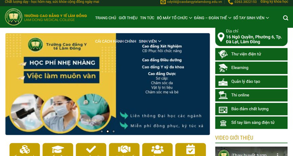 Website Trường Cao đẳng Y tế Lâm Đồng