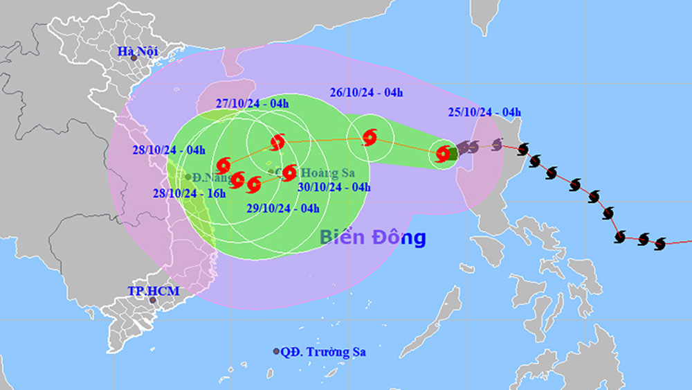 Thời tiết ngày 25/10: Bão số 6 mạnh lên, liên tục đổi hướng phức tạp