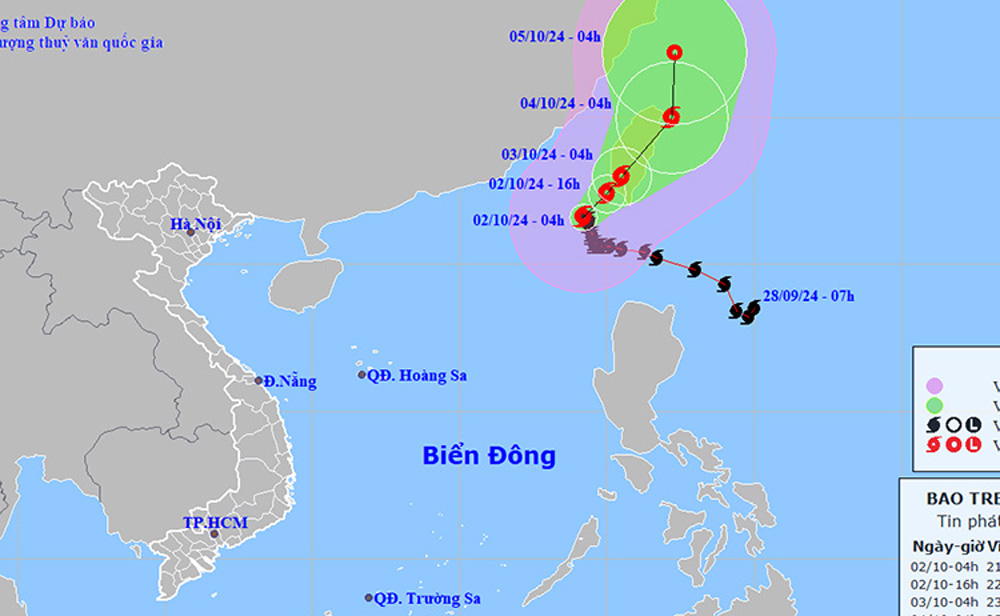 Vị trí và đường đi của bão số 5