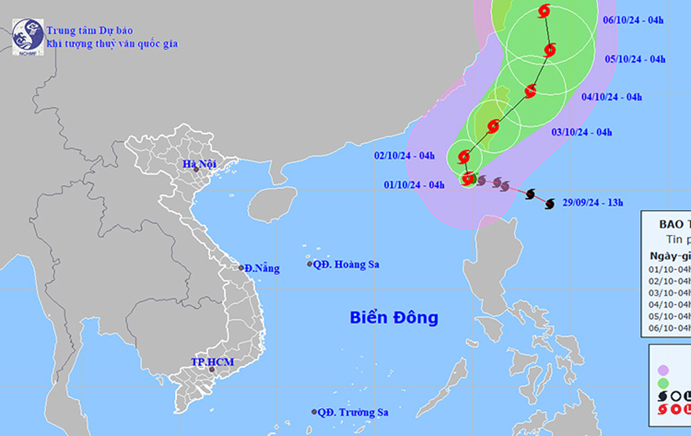 Thời tiết ngày 1/10: Bão Krathon đi vào vùng Bắc Biển Đông