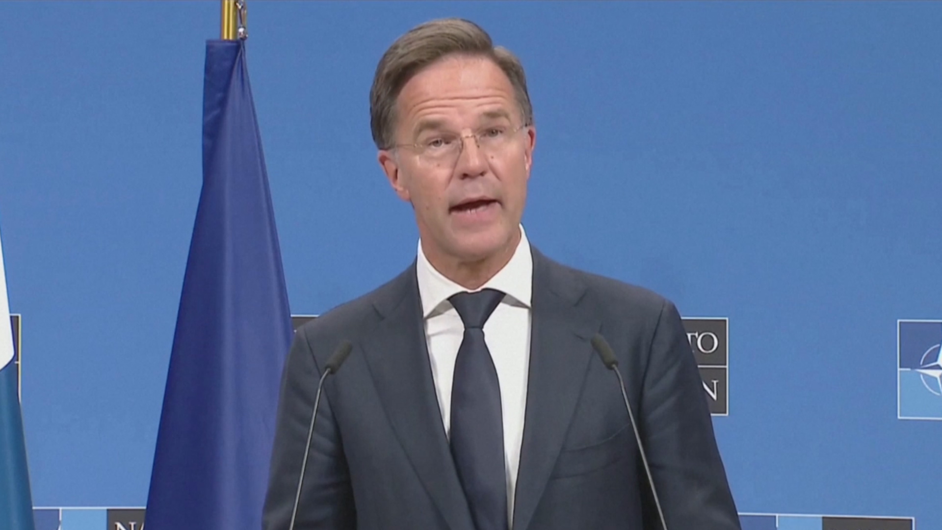 Tổng thư ký Tổ chức Hiệp ước Bắc Đại Tây Dương (NATO), ông Mark Rutte phát biểu