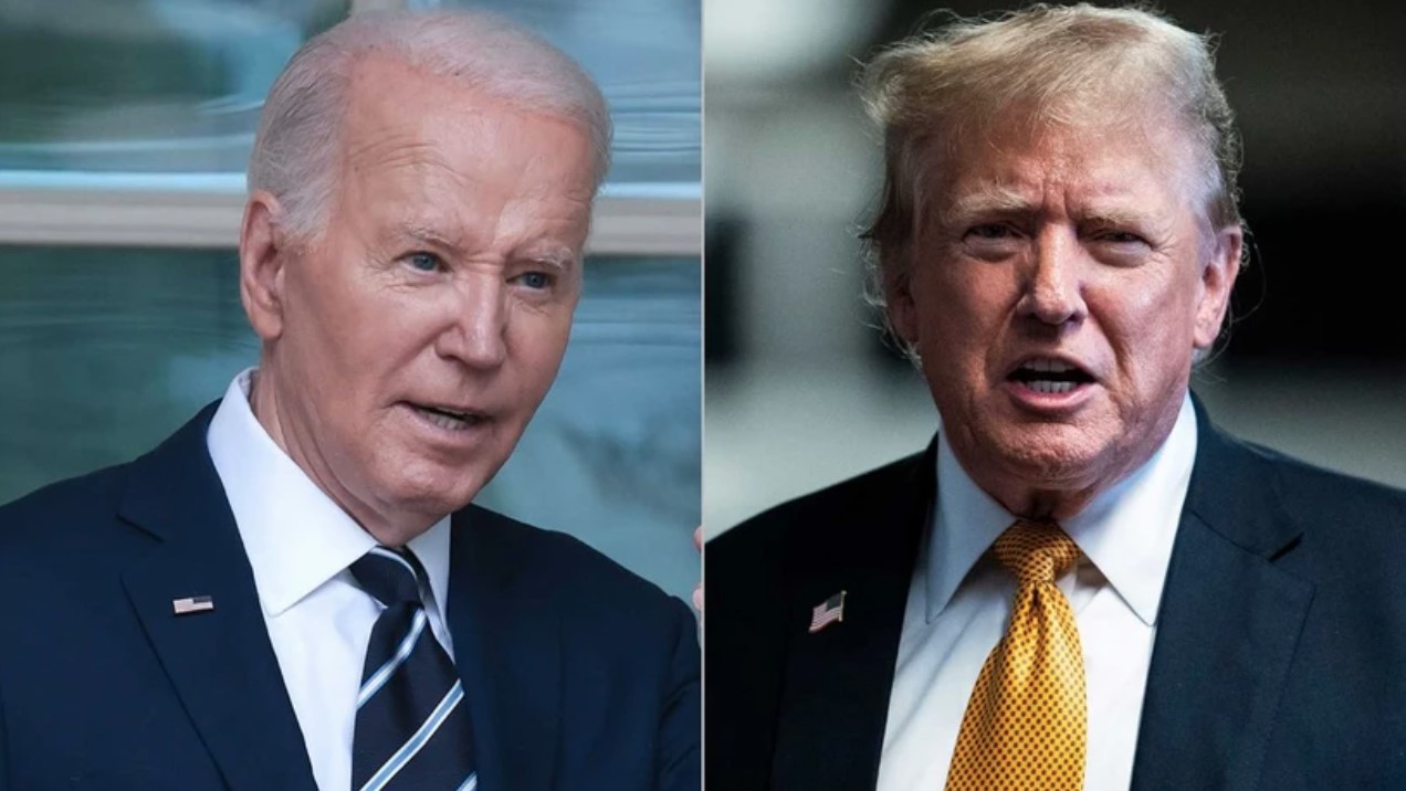 Tổng thống Mỹ Joe Biden (trái) và người tiền nhiệm đồng thời là người kế nhiệm Donald Trump