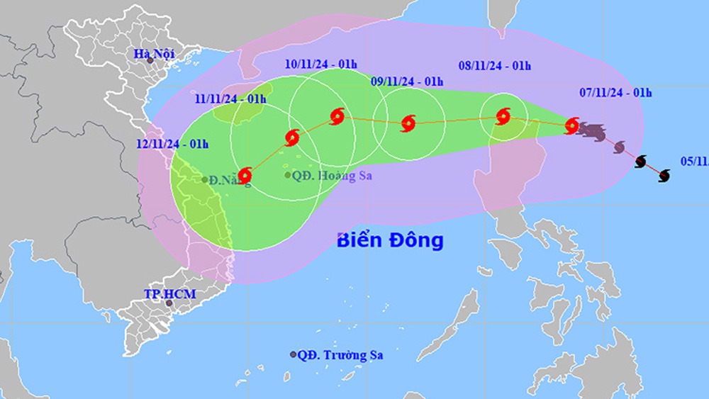 Thời tiết ngày 7/11: Bão Yinxing hướng vào biển Đông