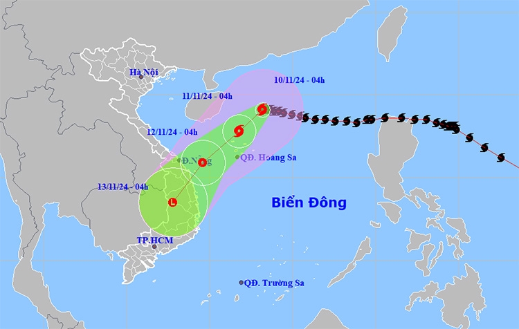 Vị trí và đường đi của bão số 7