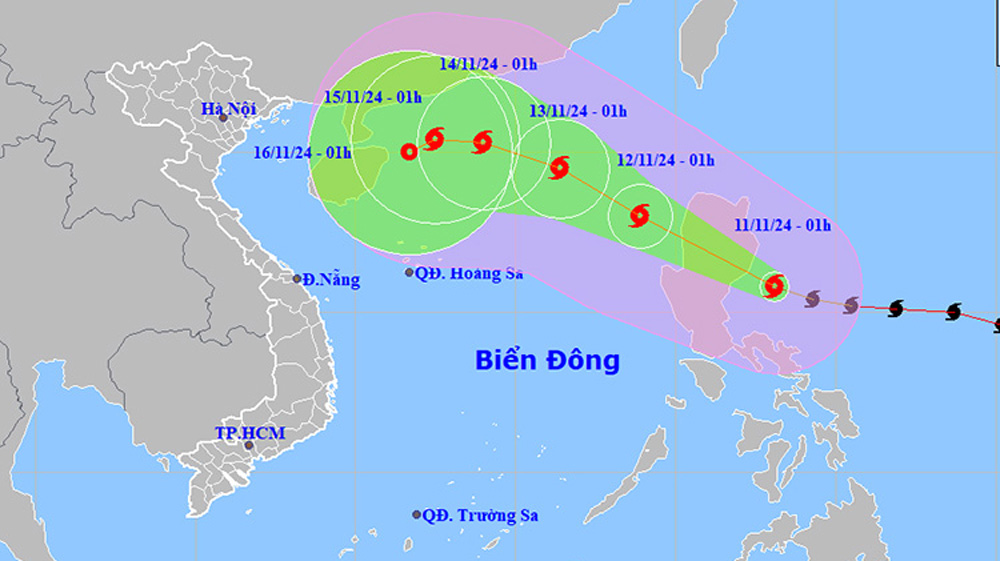 Vị trí và đường đi của bão Toraji