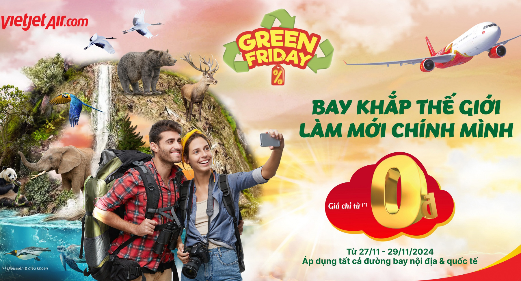 Bay xanh cùng Vietjet với siêu khuyến mãi Green Friday